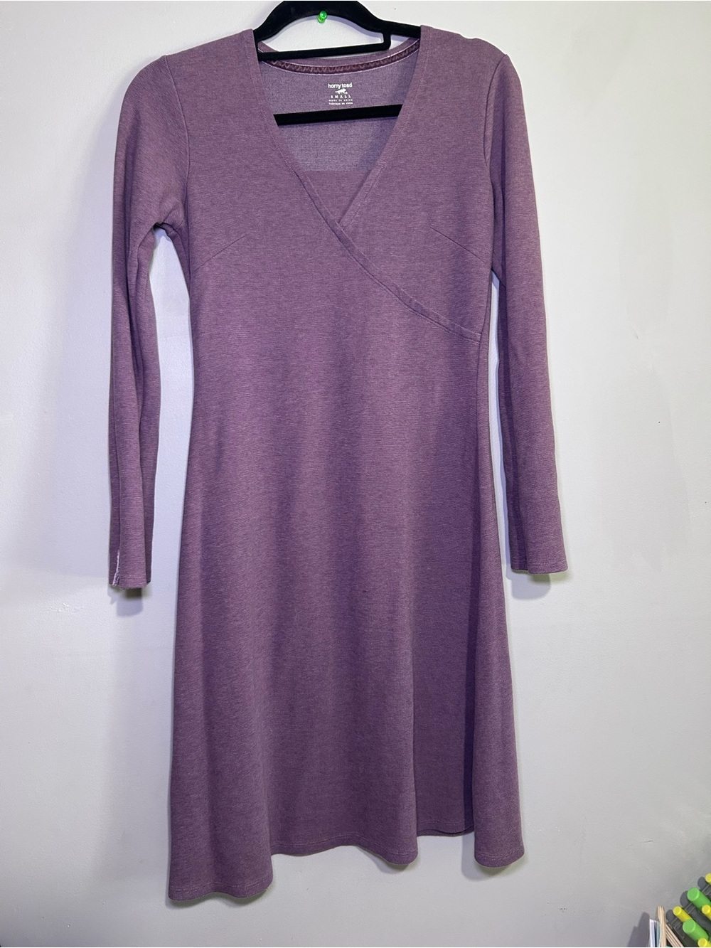 Horny Toad Toad&Co Purple Tencel Wrap Long Sleeve Dress Small